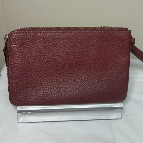 Coach Burgundy Leather Double Zipper Wristlet - Picture 2 of 8